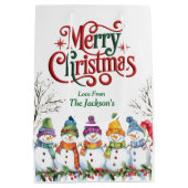 Cute Snowmen Merry Christmas ミディアムペーパーバッグ (裏面)