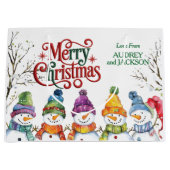 Cute Snowmen Merry Christmas ラージペーパーバッグ (正面)