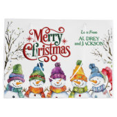 Cute Snowmen Merry Christmas ラージペーパーバッグ (裏面)