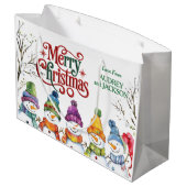 Cute Snowmen Merry Christmas ラージペーパーバッグ (裏面アングル)