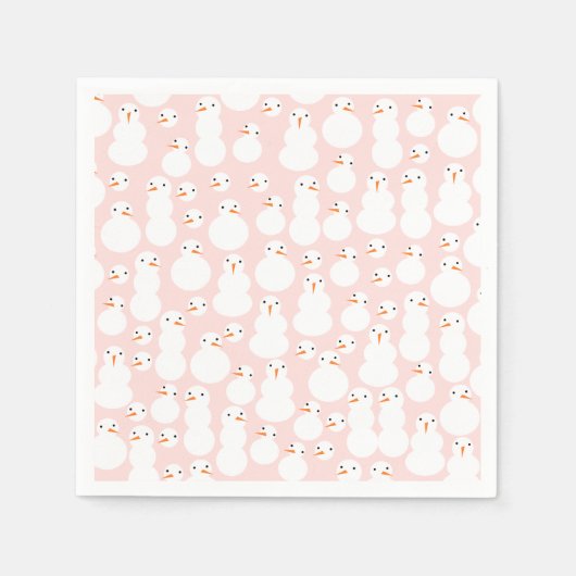 Cute Snowmen Paper Napkins スタンダードカクテルナプキン (正面)