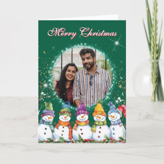 Cute Snowmen Photo シーズンカード (正面)