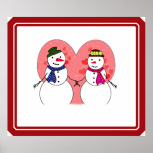 Cute Snowmen Snowy Sweethearts - Snow In Love ポスター