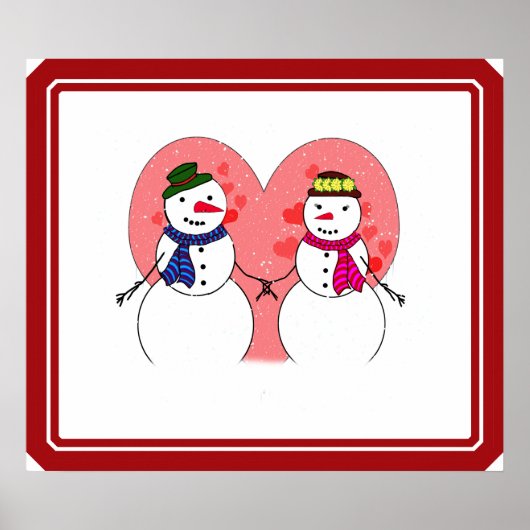 Cute Snowmen Snowy Sweethearts - Snow In Love ポスター (正面)