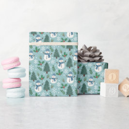 Cute Snowmen Winter Pattern Wrapping Paper Roll ラッピングペーパー