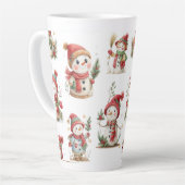 Cute snowmen with hats  カフェラテマグ (左アングル)