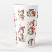 Cute snowmen with hats  カフェラテマグ (正面)