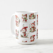 Cute snowmen with hats  コーヒーマグカップ (正面左)
