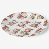 Cute snowmen with hats  ペーパープレート (アングル)