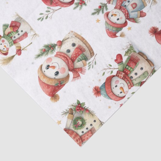 Cute snowmen with wooly hats 薄葉紙 (詳細)