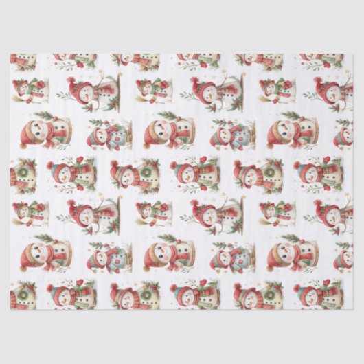 Cute snowmen with wooly hats 薄葉紙 (正面)