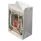 Cute Snowy Christmas Porch  ミディアムペーパーバッグ (正面アングル)