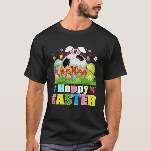 Cute Soccer Ball Hatched From Egg Easter Day Men B Tシャツ (正面)
