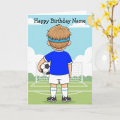 Cute Soccer Football Boy Birthday Card カード (黄色い花)