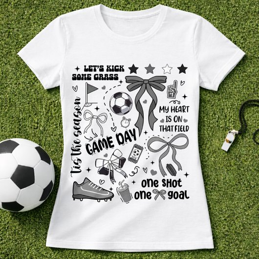 Cute Soccer Game Day Bow Coquette Collage Tシャツ