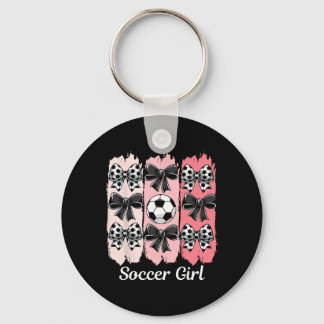 Cute Soccer Girl Coquette Bow Soccer Girl Soccer B キーホルダー