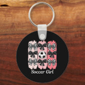 Cute Soccer Girl Coquette Bow Soccer Girl Soccer B キーホルダー (正面)