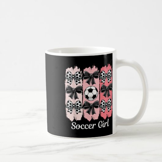 Cute Soccer Girl Coquette Bow Soccer Girl Soccer B コーヒーマグカップ (右)