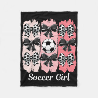 Cute Soccer Girl Coquette Bow Soccer Girl Soccer B フリースブランケット