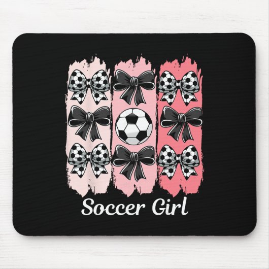 Cute Soccer Girl Coquette Bow Soccer Girl Soccer B マウスパッド (正面)