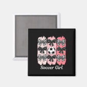 Cute Soccer Girl Coquette Bow Soccer Girl Soccer B マグネット (正面/裏面)