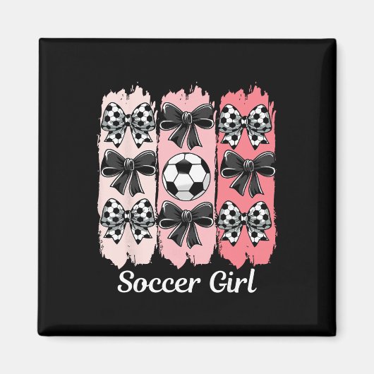 Cute Soccer Girl Coquette Bow Soccer Girl Soccer B マグネット (正面)