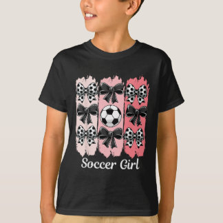 Cute Soccer Girl Coquette Bow Soccer Girl Soccer B Tシャツ