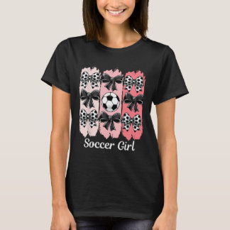 Cute Soccer Girl Coquette Bow Soccer Girl Soccer B Tシャツ
