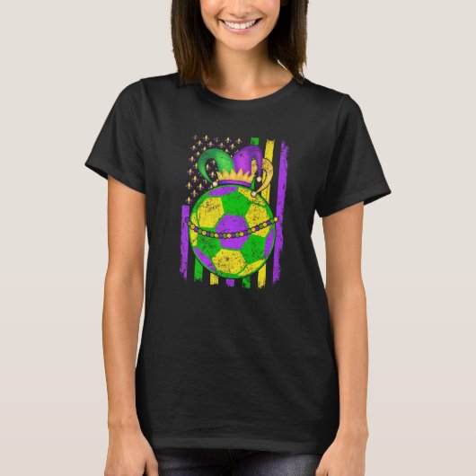 Cute Soccer Mardi Gras Hat Party  Festival Apparel Tシャツ (正面)