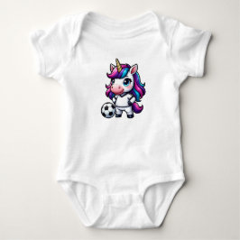 Cute Soccer Unicorn Rainbow Hair Kids Sports Gift ベビーボディスーツ