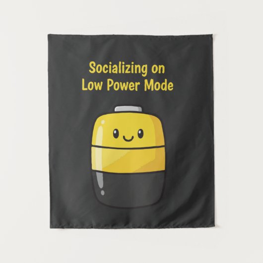 Cute Social Battery "Socializing on Low Power Mode タペストリー (正面)