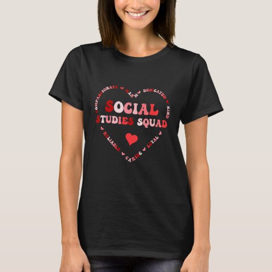 Cute Social Studies Teacher Valentines Day Heart Tシャツ (正面)