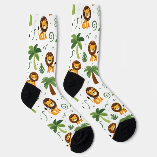 Cute Socks with Baby Lion Safari Jungle Animal  ソックス (右)