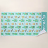 Cute Soda Pop and Beach Umbrella Summery ビーチタオル (正面)