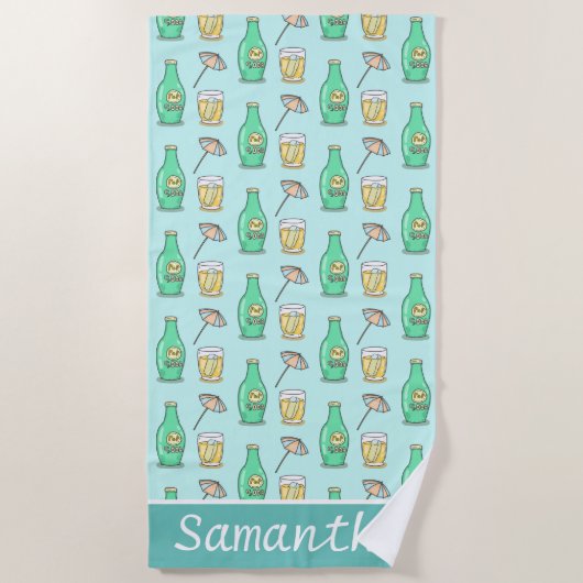 Cute Soda Pop and Beach Umbrella Summery ビーチタオル (正面)