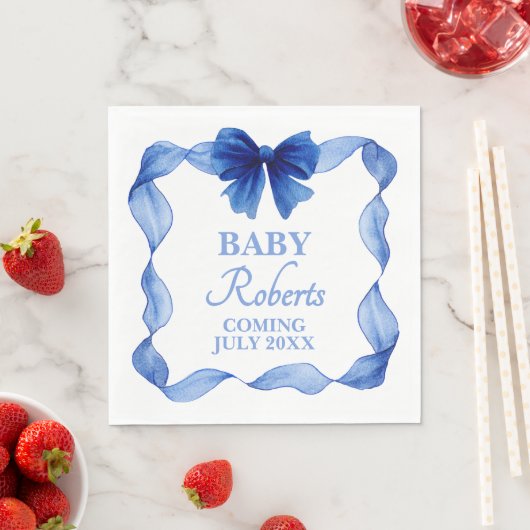 Cute Soft Blue Boy Baby Shower スタンダードランチョンナプキン (インサイチュ)