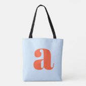 Cute Soft Blue Orange Monogram Retro Lettering トートバッグ (裏面)