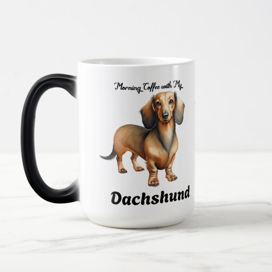 Cute Soft Brown Morning Dachshund Personalize モーフィングマグカップ (左)