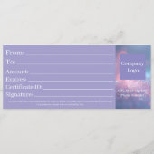 Cute Soft Glitter Pastel Purple Gift Certificate セーブザデート (裏面)
