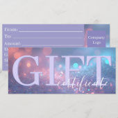 Cute Soft Glitter Pastel Purple Gift Certificate セーブザデート (正面/裏面)