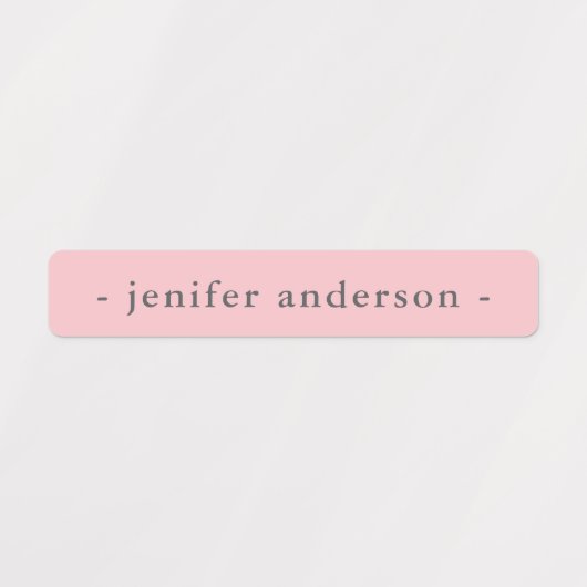 Cute Soft Pink Gingham Kids Waterproof Name ラベル (デザイン2)