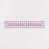 Cute Soft Purple Gingham Kids Waterproof Name ラベル (デザイン1)