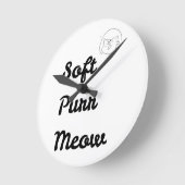 Cute "Soft Purr Meow" Minimalist Cat Wall Clock ラウンド壁時計 (傾斜)