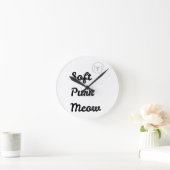 Cute "Soft Purr Meow" Minimalist Cat Wall Clock ラウンド壁時計 (ホーム)