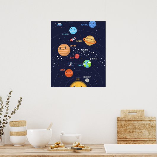 Cute Solar System Design ポスター (キッチン)
