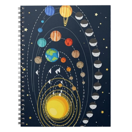 Cute Solar System Space Design – Educational ノートブック (正面)