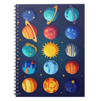 Cute Solar System Space Design – Educational ノートブック