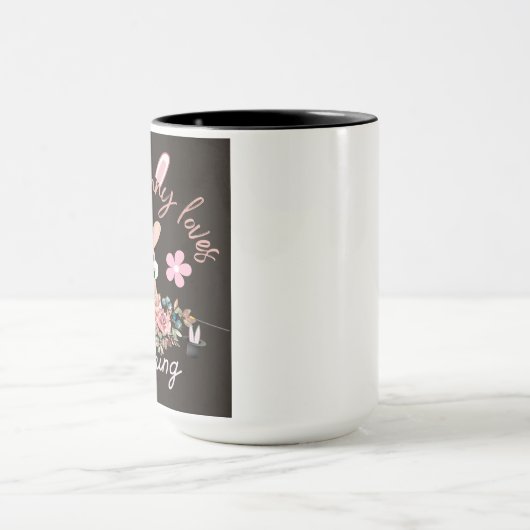 Cute some bunny loves teaching mug マグカップ (中央)