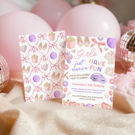 Cute Spa Pajama Party Birthday 招待状