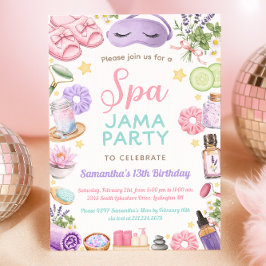 Cute Spa Pajama Party Birthday 招待状